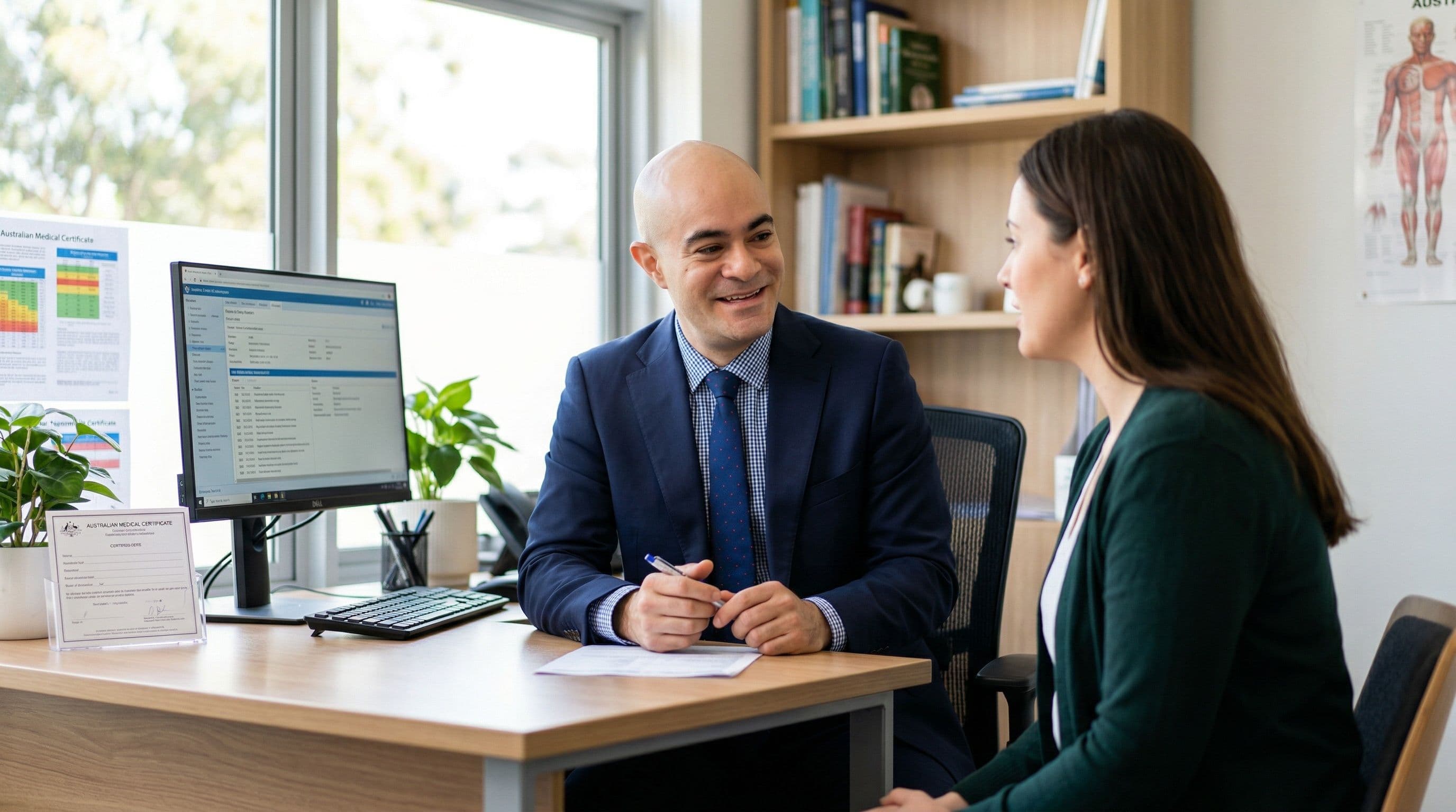 Dr Hugh Stephen Winters consulting with a patient about epilepsy at CURA Medical Specialists.