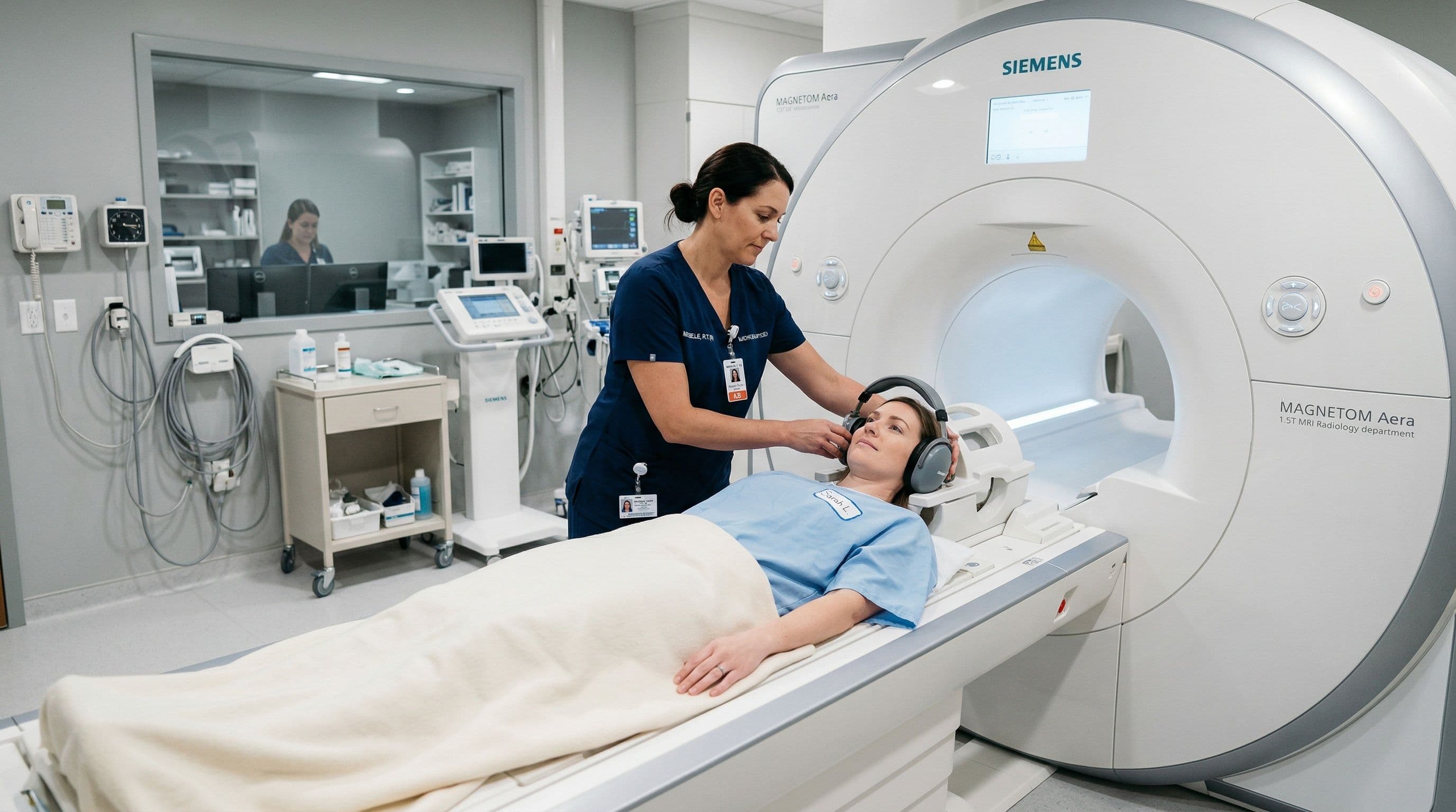 A patient preparing for an MRI scan as part of the diagnostic process for intracranial hypertension.