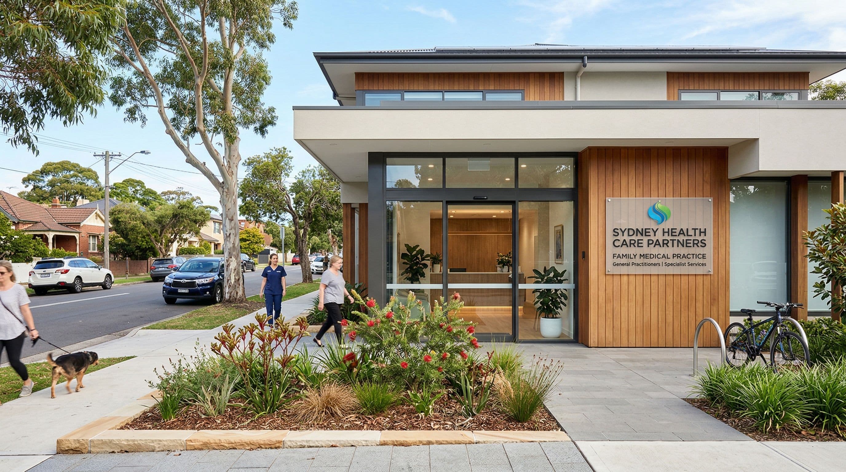 The welcoming exterior of a modern neurology clinic in suburban Sydney.