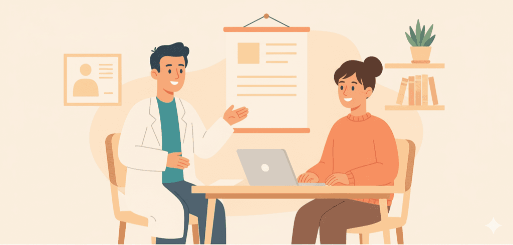 Doctor consulting with patient in a welcoming medical office environment