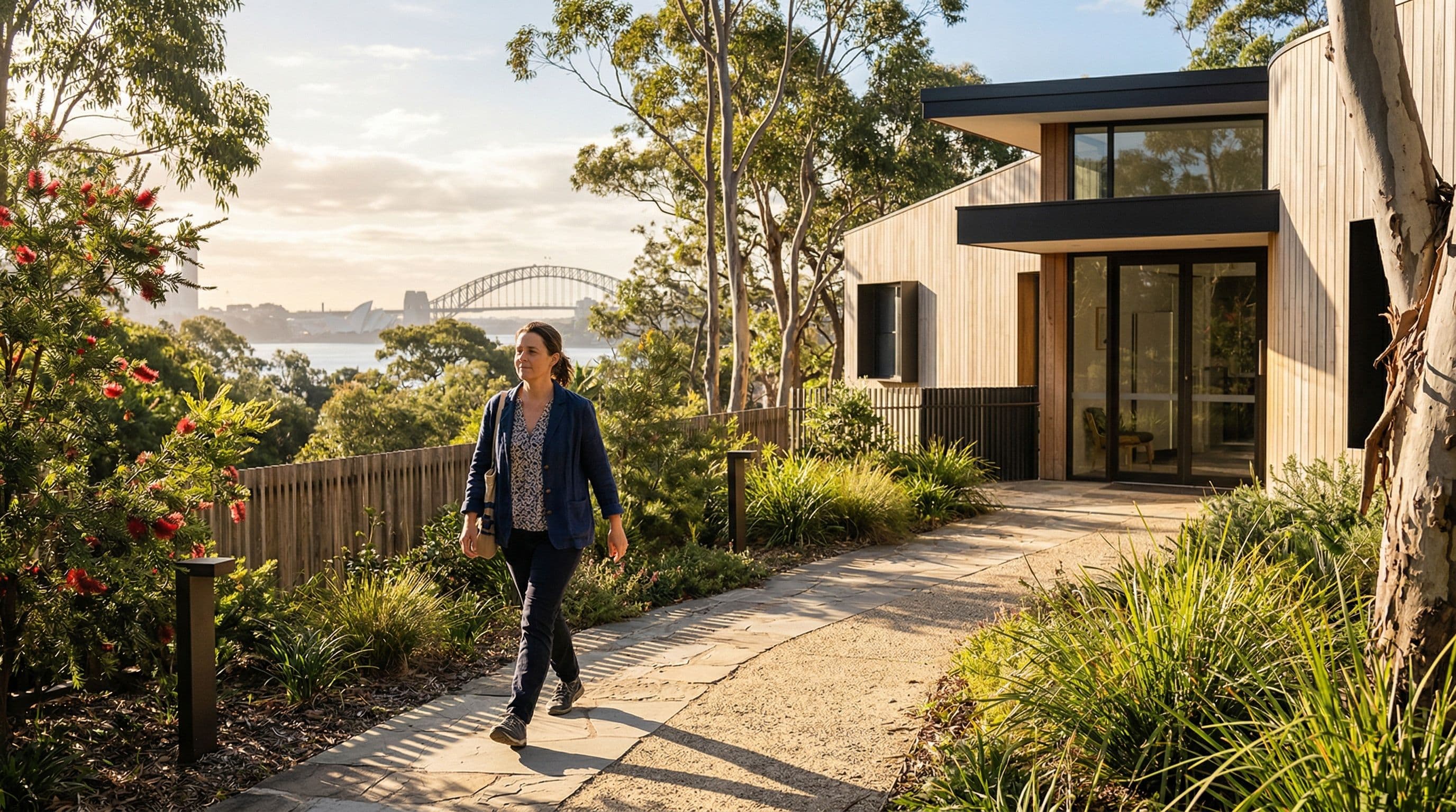 A person walking confidently toward a neurology clinic, representing hope and proactive health management.